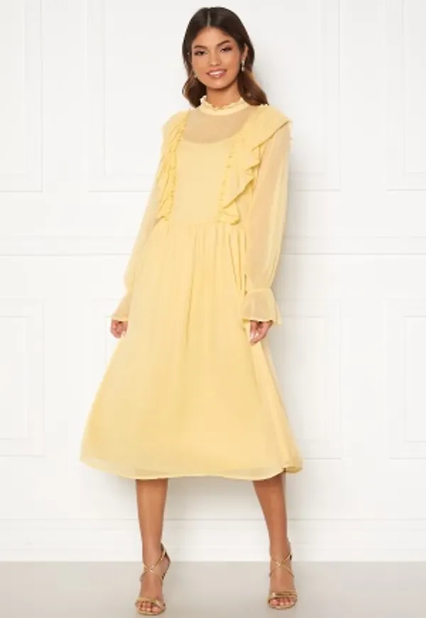 VILA Ashlynn Highneck L/S Dress Sunlight 38