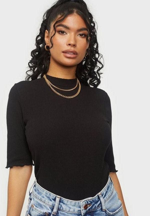 Selected Femme Slfanna 2/4 Crew Neck Tee s Noos T-shirts Black