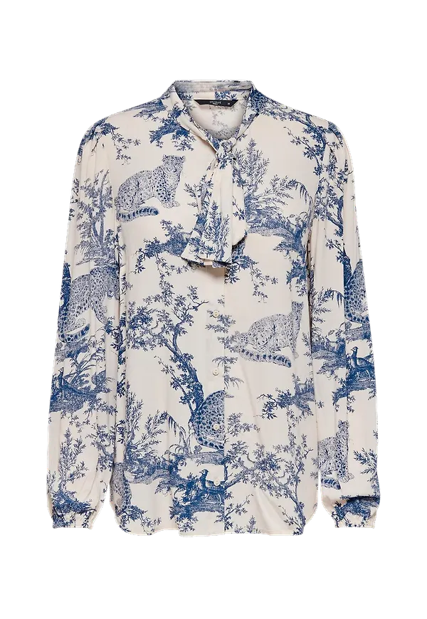 Only - Knytblys onqVika LS Bow Shirt - Vit