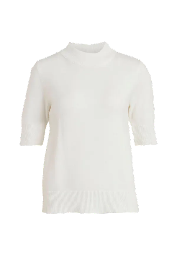 Vila - Topp Viril Crew Neck 2/4 Knit Top - Vit