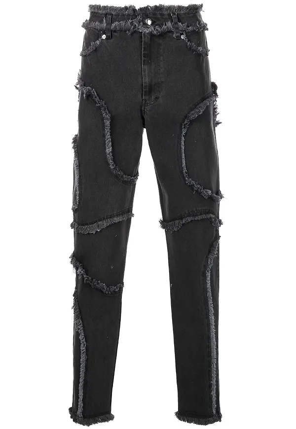 Eckhaus Latta croppade jeans med sömdetalj - Svart