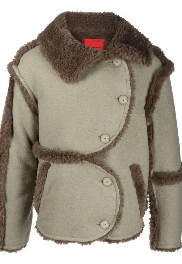 Eckhaus Latta Sherpa jacka med fleecekant - Grön