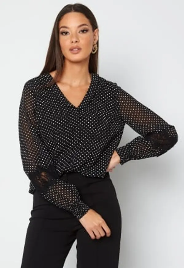 Happy Holly Ava lace blouse Black / White 32/34