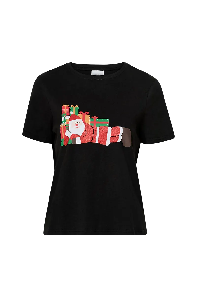 Vila - Topp viChristmas S/S T-shirt - Svart