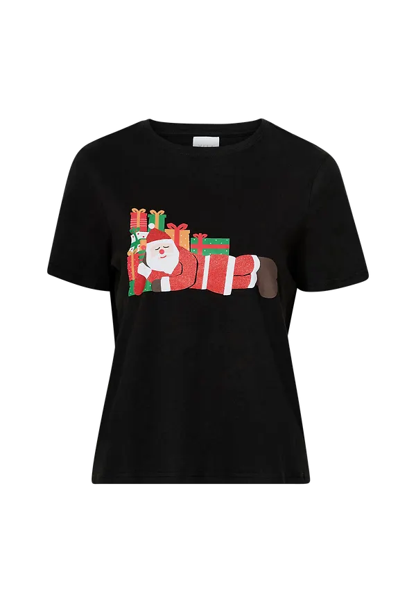 Vila - Topp viChristmas S/S T-shirt - Svart