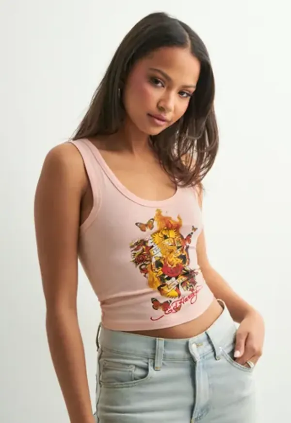 Ed Hardy - Rosa - Womens True To My Love Cropped Vest Top