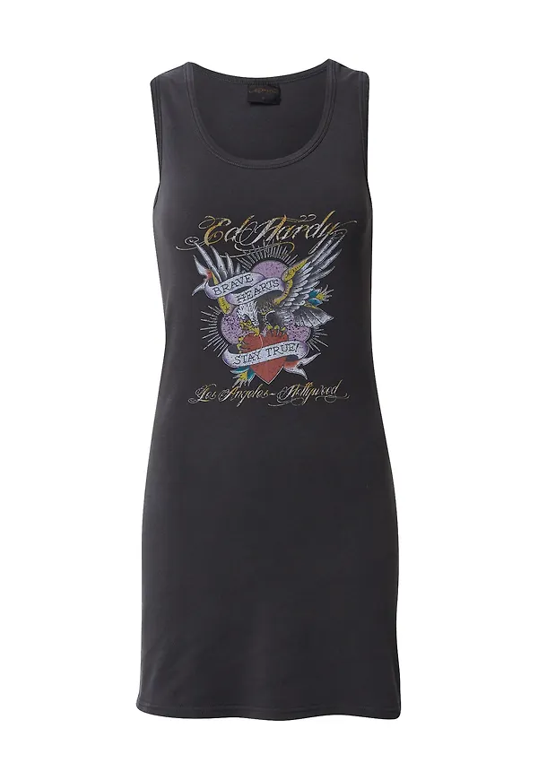 Ed Hardy Klänning 'BRAVE-HEARTS' ljuslila / röd / svart / vit