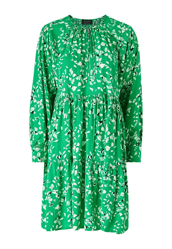 Selected FEMME - Klänning slfRebekka-Gracy LS Aop Shirt Dress - Grön
