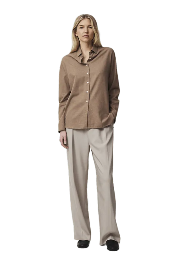 Edith Cotton Melange Flannel Shirt