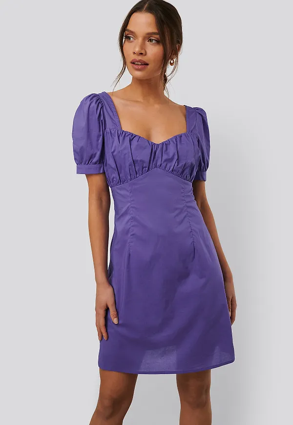 NA-KD Trend Miniklänning Med Puffärmar - Purple
