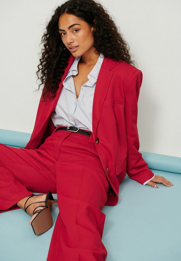 NA-KD Classic Oversize kavaj i twill - Red