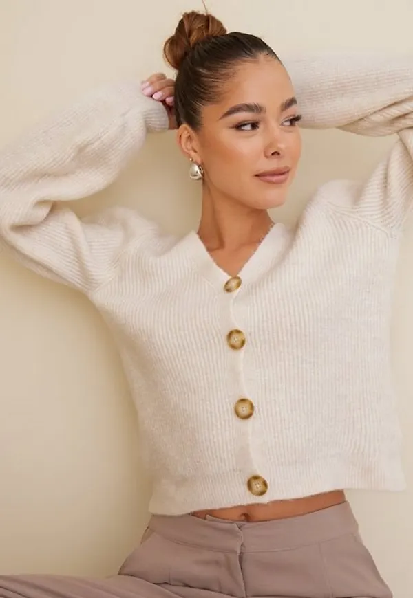 Noisy May Nmson L/S V-Neck Knit Cardigan Noos Tröjor Sugar Swizzle