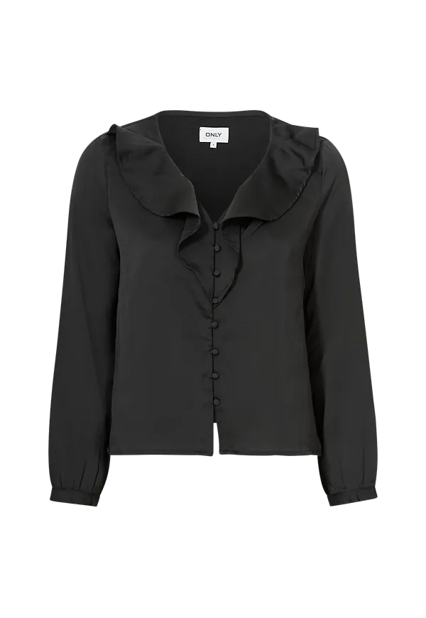 Only - Blus onlSisse Life LS Frill Dnm Blouse - Svart