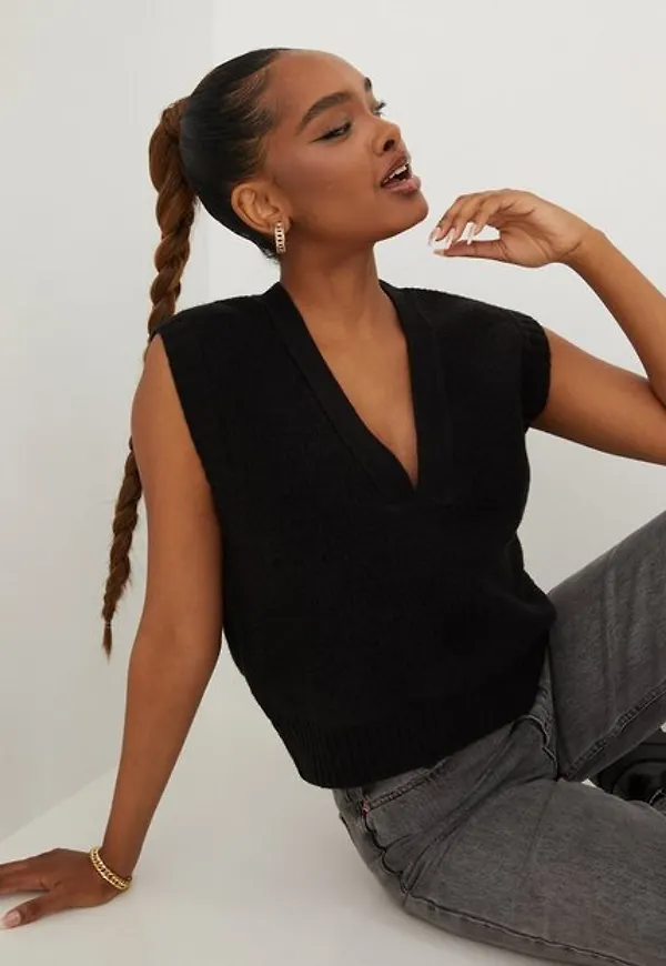 Gina Tricot Abigail Knitted Vest Stickade västar Black