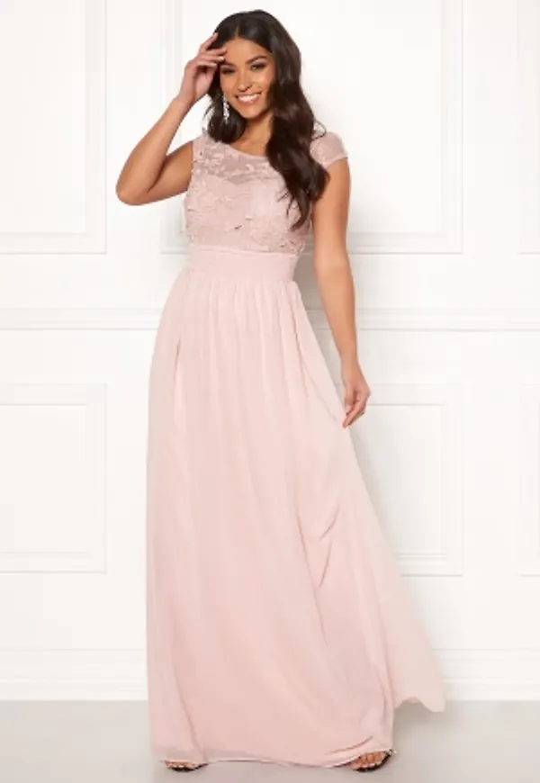 Goddiva Chiffon Maxi Flower Dress Rose M (UK12)
