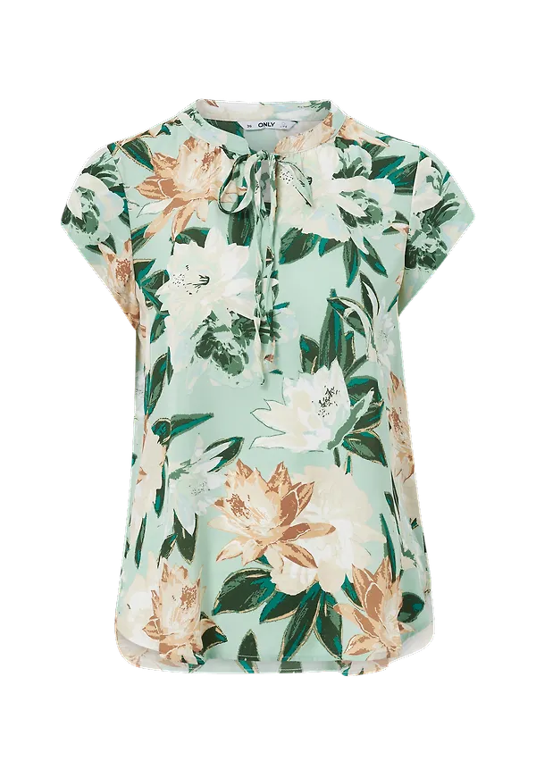 Only - Blus onlAlma Life Poly S/S String Top - Grön
