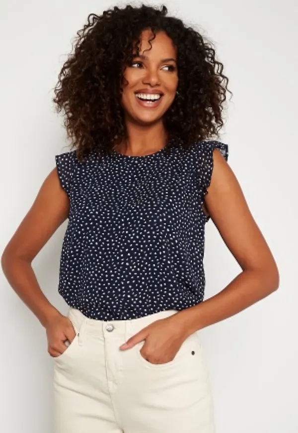 ONLY Ann Star S/L Frill Top Night Sky AOP: Dot L