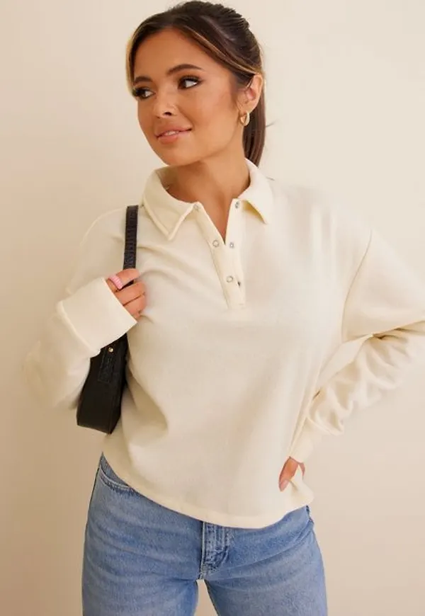 Pieces Pchosanna Ls Polo Top Bc Sweatshirts Buttercream