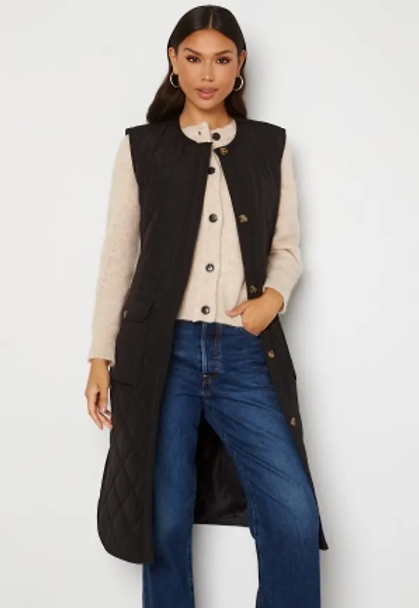 ONLY Nayra S/L Long Quilt Vest Black XS