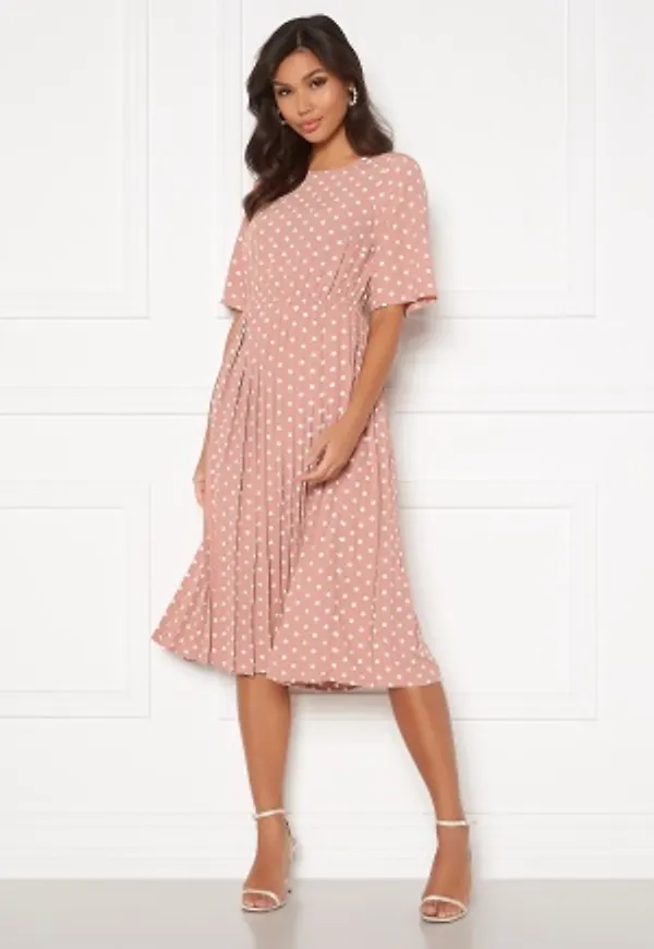 Happy Holly Eloise pleated dress Pink / Dotted 40/42