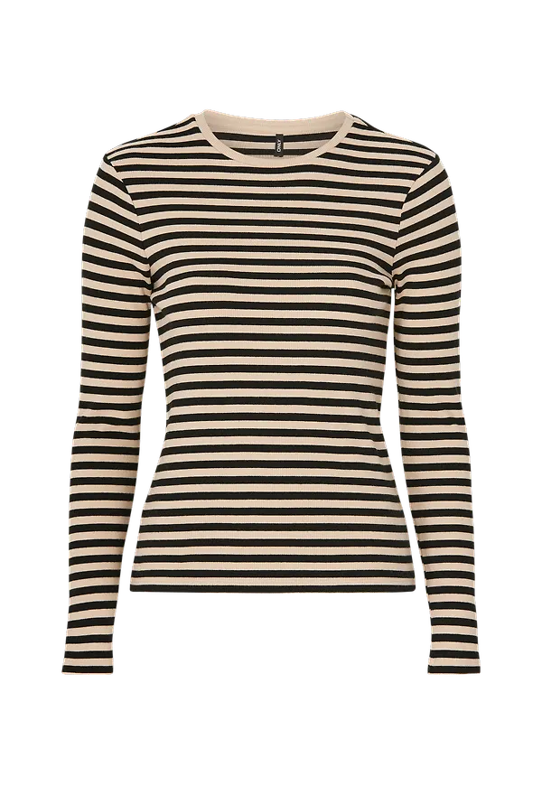 Only - Topp onlLine L/S Stripe ToP - Beige