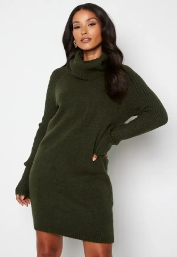 Object Collectors Item Nonsia rib L/S rollneck dress Forest Night S