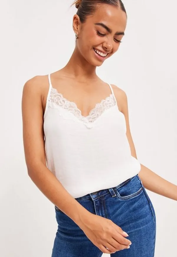 Jacqueline de Yong Jdyappa New Lace Singlet Wvn Noos Blusar & Skjortor Cloud Dancer Dtm Lace