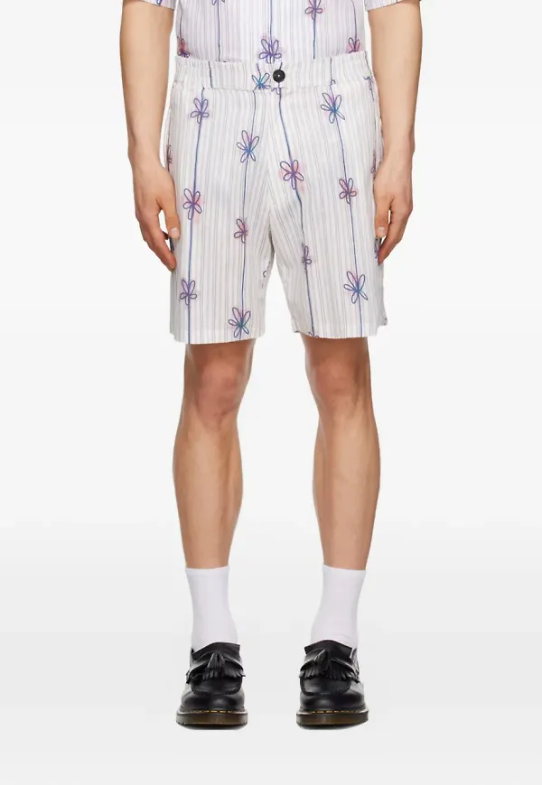 EGONlab. blommiga randiga shorts - Vit
