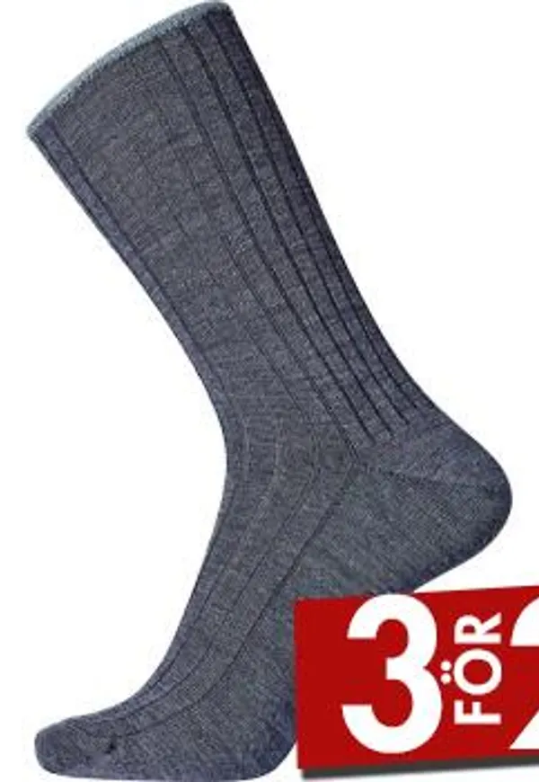 Egtved Strumpor Wool No Elastic Rib Socks Blå Strl 40/45