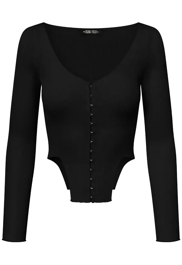Elena Velez stickad linnetopp - Svart