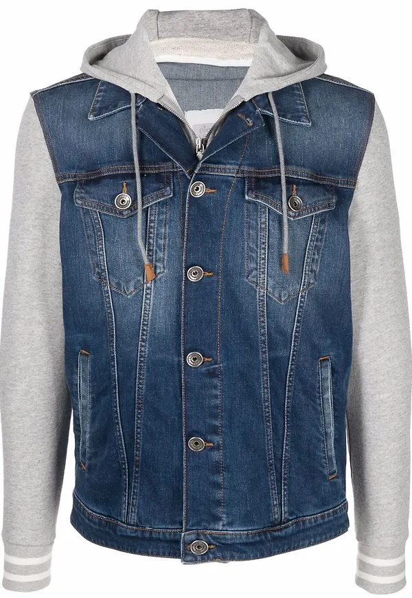 Eleventy jeansjacka med huva - Blå