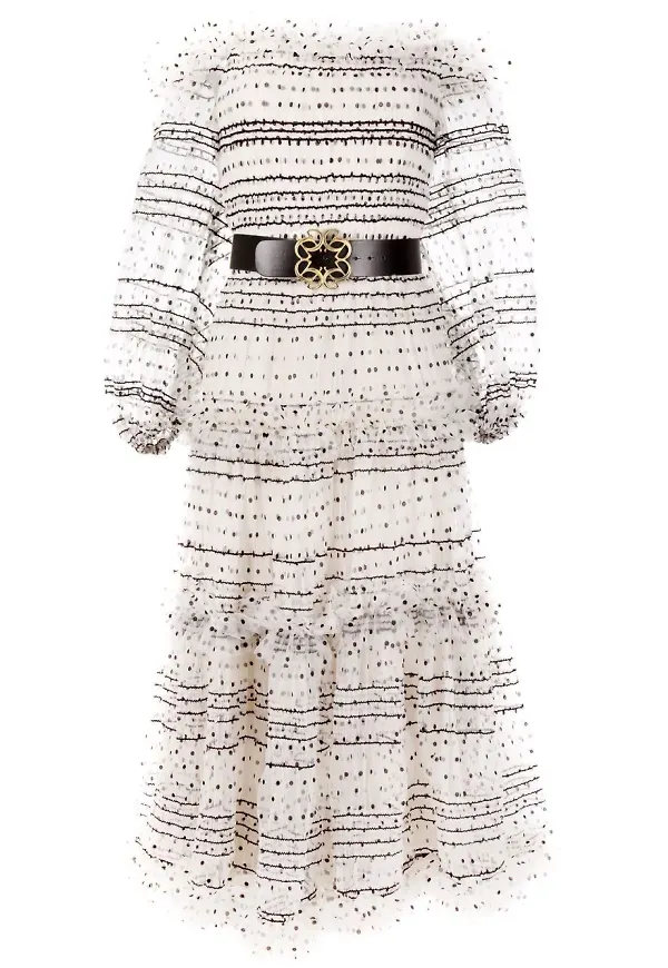 Elie Saab baraxlad midiklänning - Vit