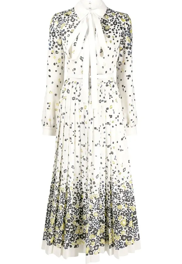 Elie Saab blomprydd klänning - Vit