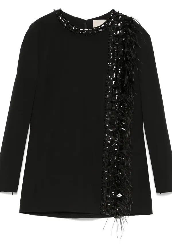Elie Saab blus med brodyr - Svart