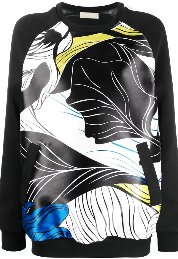 Elie Saab Mikado blommig sweatshirt - Svart