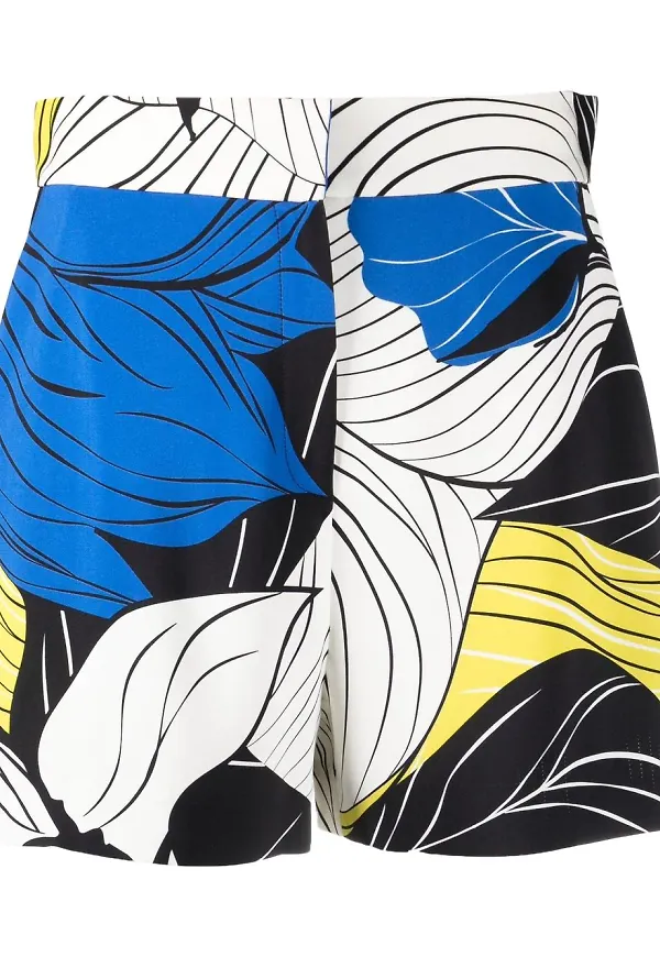 Elie Saab Mikado mini sidenshorts med blommigt tryck - Svart