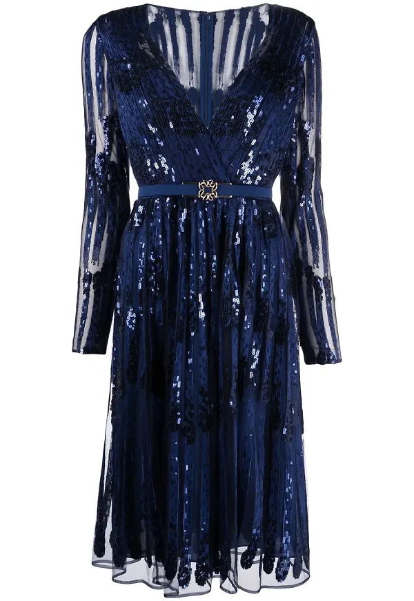 Elie Saab paljettprydd klänning - Blå