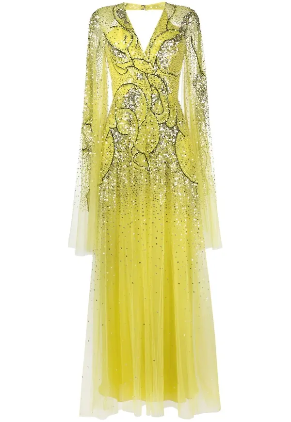 Elie Saab pärlprydd aftonklänning - Grön