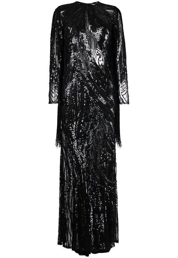 Elie Saab pärlprydd aftonklänning - Svart
