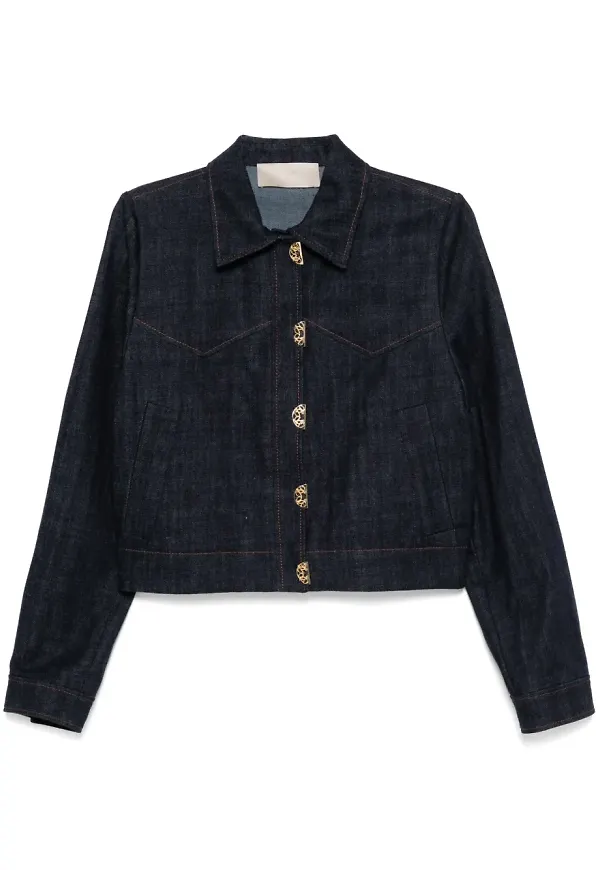 Elie Saab utsmyckad jeansjacka - Brun