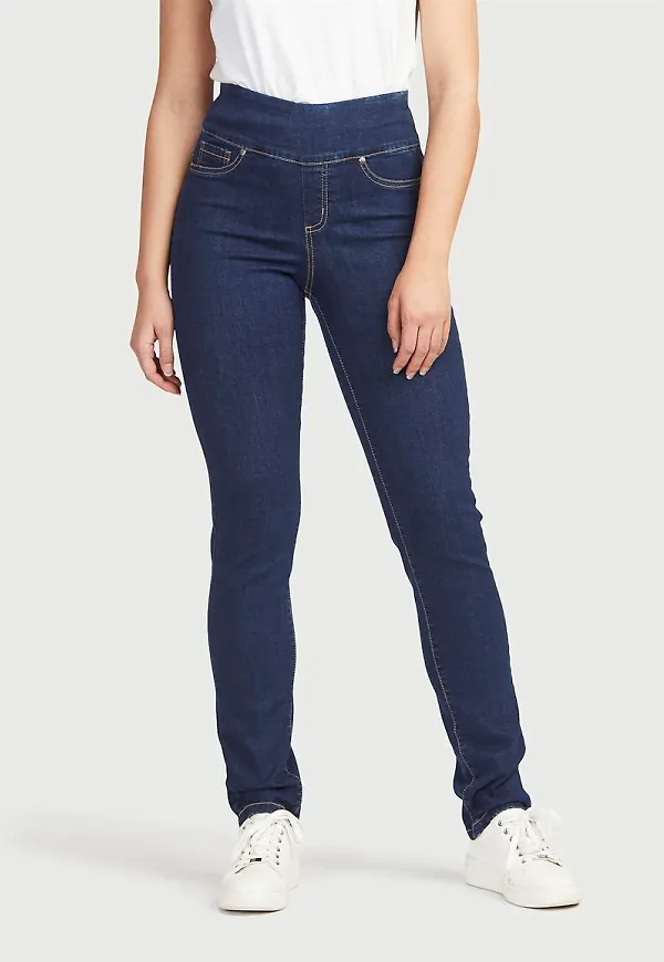 Stretchiga jeggings med hög resårmidja Elin
