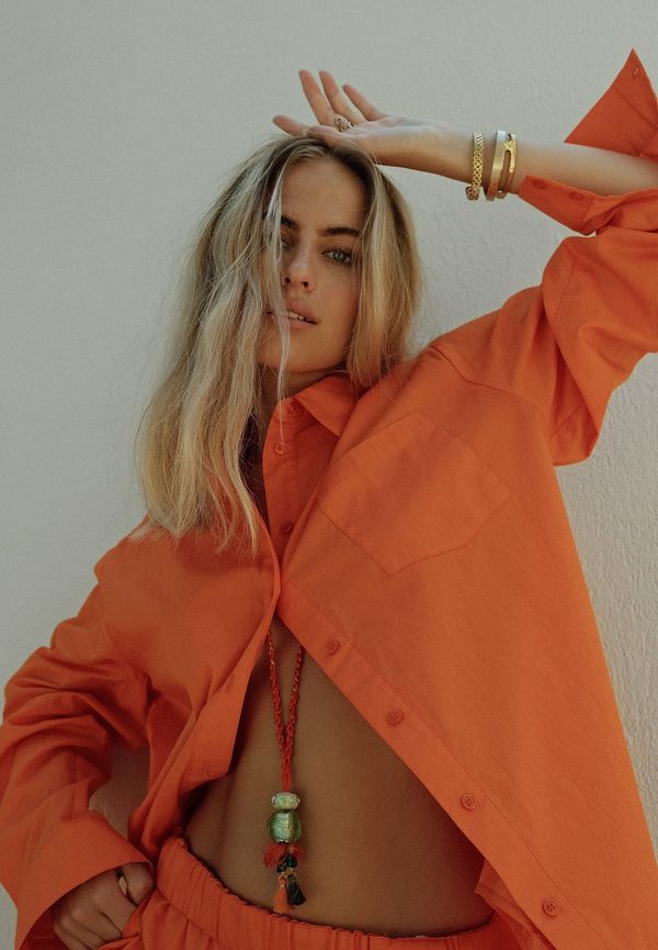 Elin Warnqvist x NA-KD Oversize bomullskjorta - Orange
