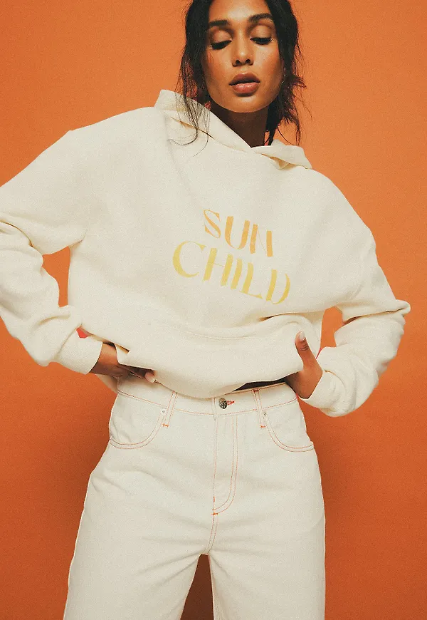 Elin Warnqvist x NA-KD Oversize hoodie med tryck - Offwhite