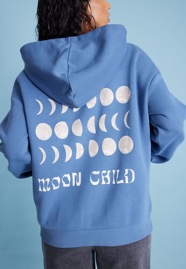 Elin Warnqvist x NA-KD Oversized moon child hoodie - Blue