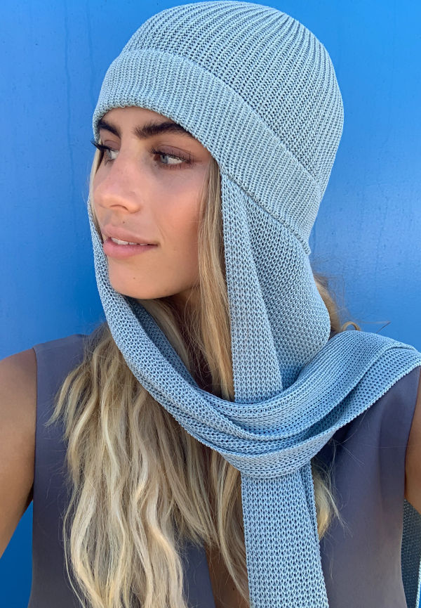 Elin Warnqvist x NA-KD Stickad scarfmössa - Blue