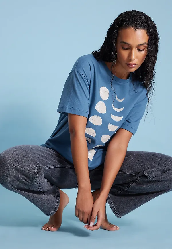 Elin Warnqvist x NA-KD T-shirt med tryck - Blue