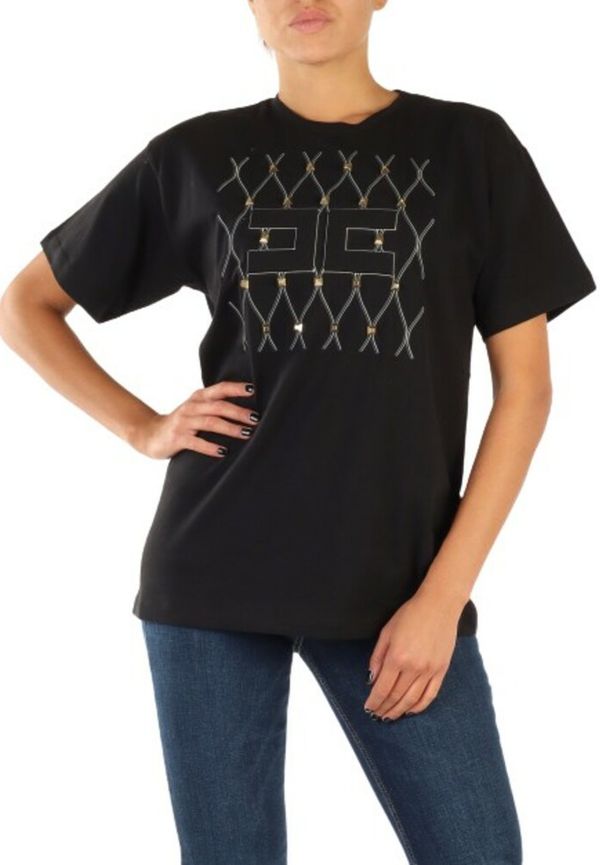 Elisabetta Franchi - T-shirts - Svart - Dam - Storlek: M,Xs,2Xs