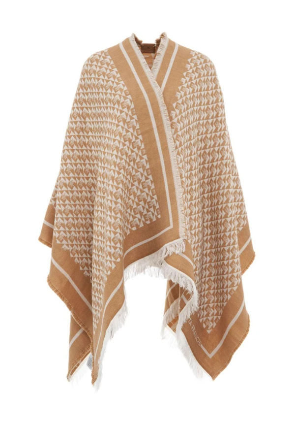 Elisabetta Franchi Cape With Lettering Pattern Brun, Dam