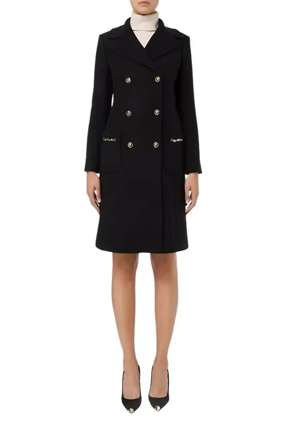 Elisabetta Franchi Double-Breasted Coats Svart, Dam