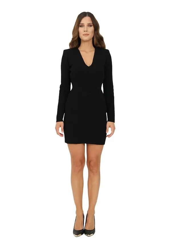 Elisabetta Franchi Embossed monogram stitch mini dress Svart, Dam